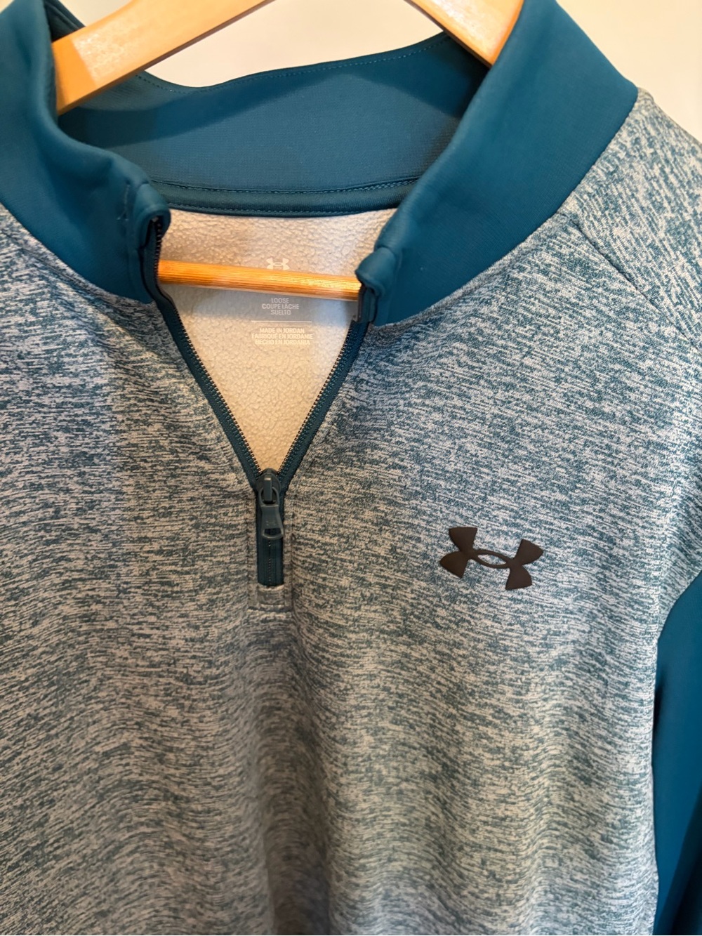 Under Armour Teal and Light Heather Gray Quarter-Zip Fleece Pullover